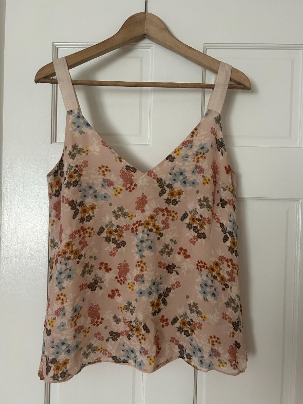 Massimo Dutti Blush Pink Floral Print Chiffon V-Neck Relaxed Top 4 New - Picture 2 of 6